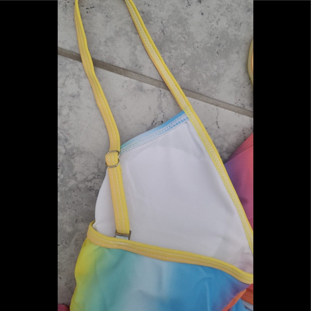 Summer sexy bikini print neon beach wear pool suim suit high waist tie multi col - Picture 7 of 7